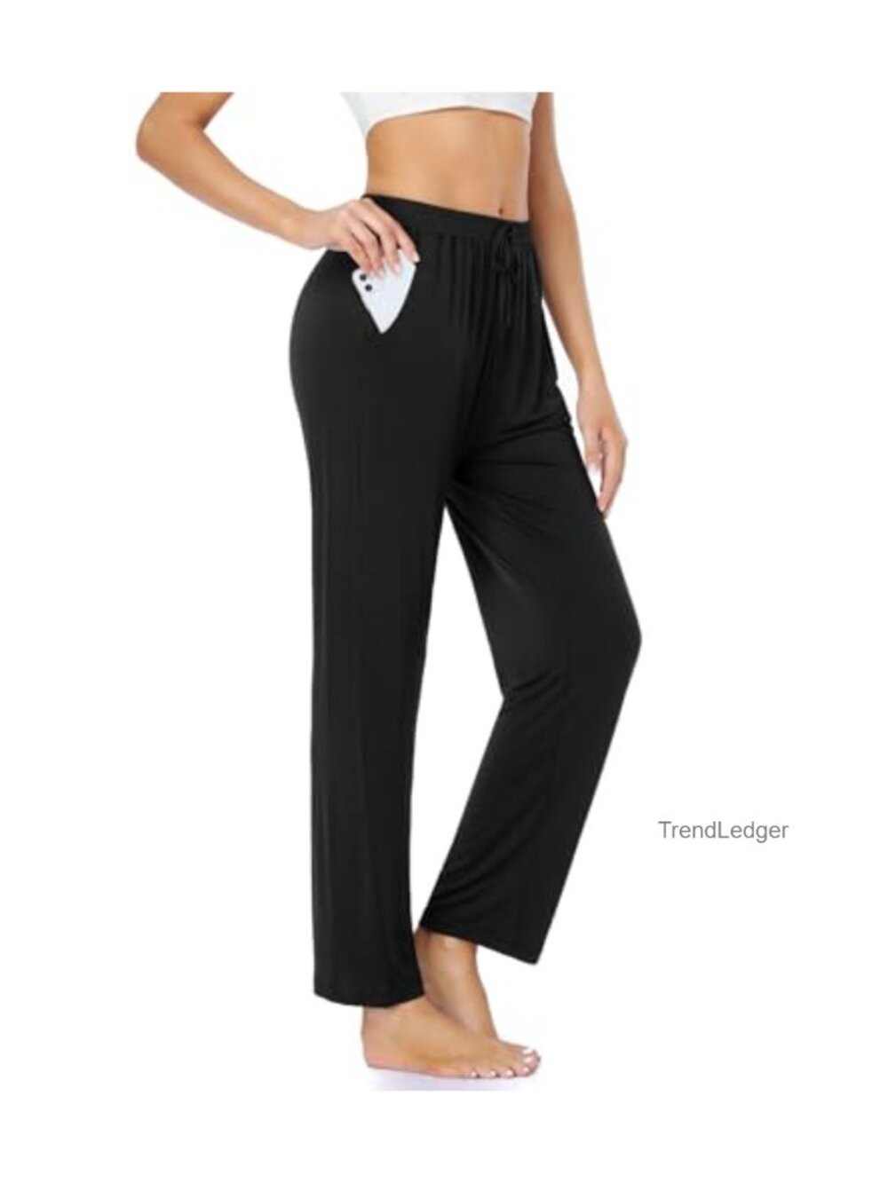 Wide Leg Yoga Pants High Rise Pull On Lounge Pants with Pockets